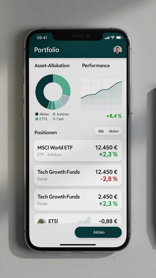 Portfolio-Screenshot mit Allokation und Performance