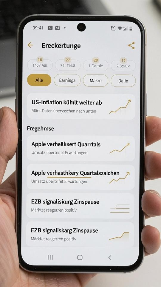 Ereignisse-Screenshot mit News und Kalender