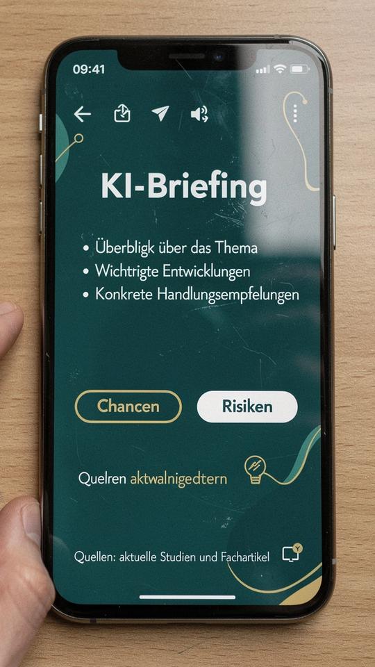 KI-Briefing-Karte-Screenshot mit Kernaussagen